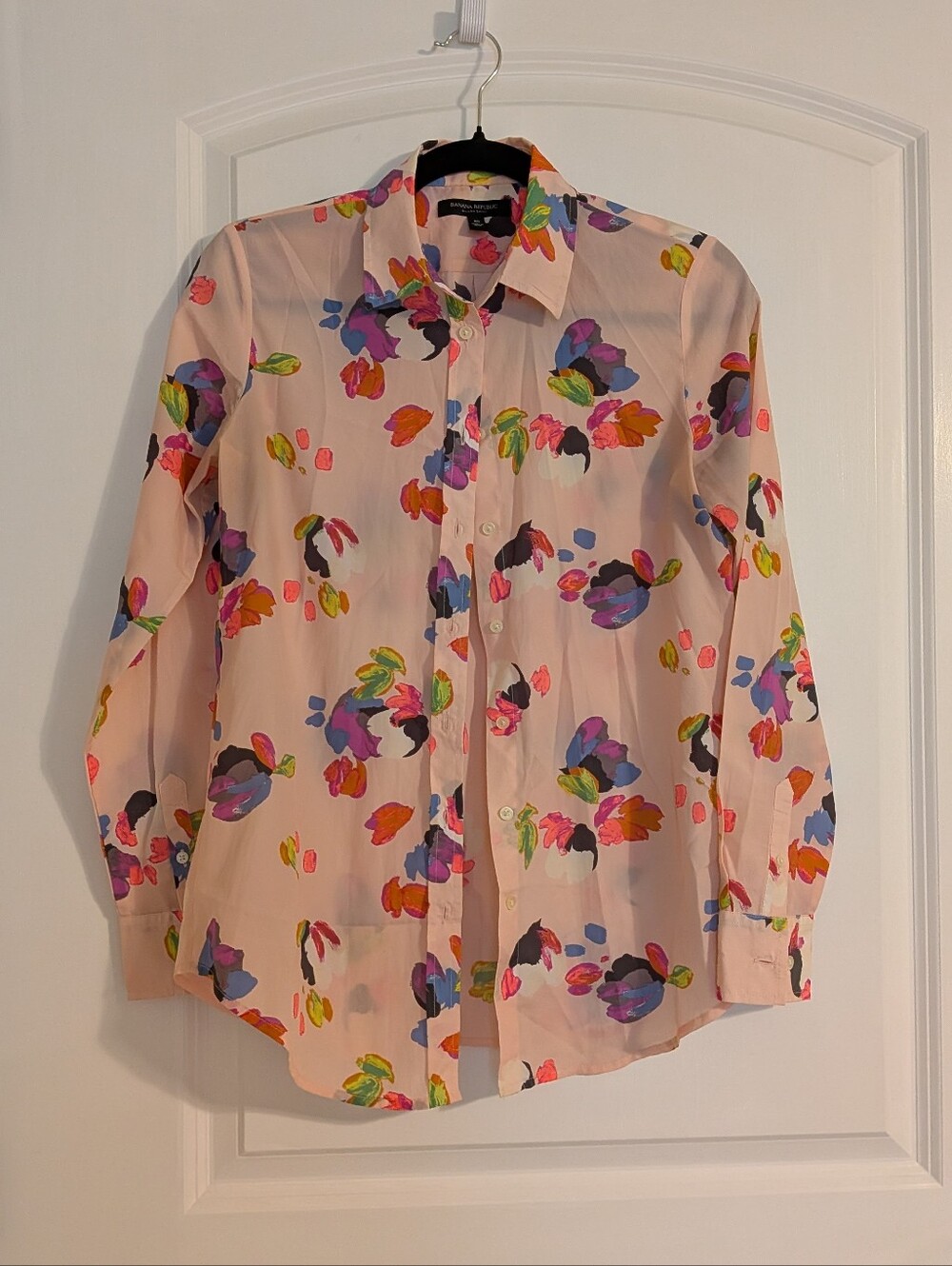 Banana Republic Dillon Shirt XS Pink Floral Blouse
